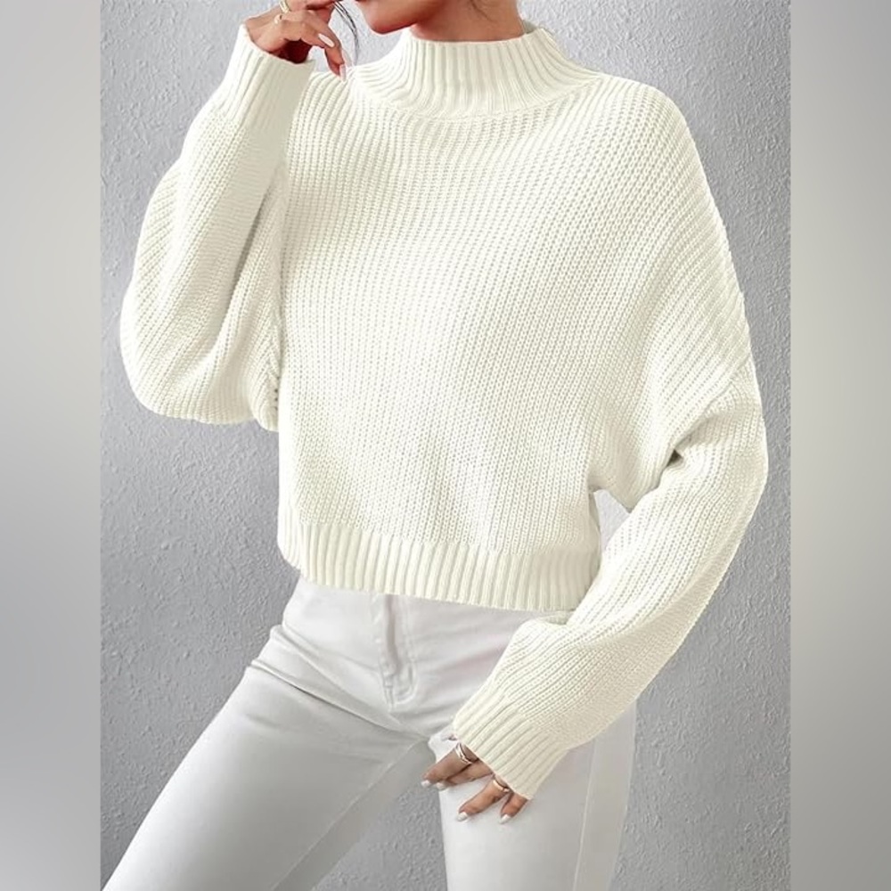 H&M Divided Knitted Mock Neck Sweater